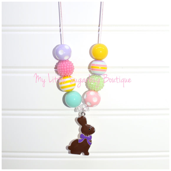Chocolate Bunny Cord Necklace
