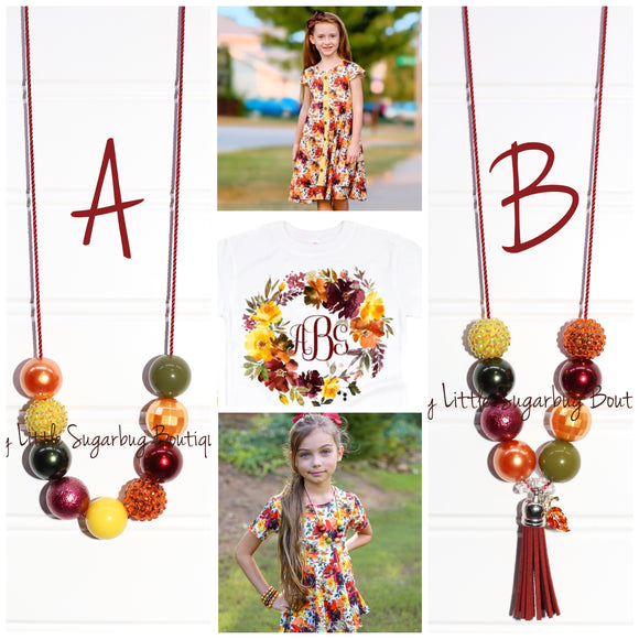 Autumn Floral Cord or Tassel Necklace