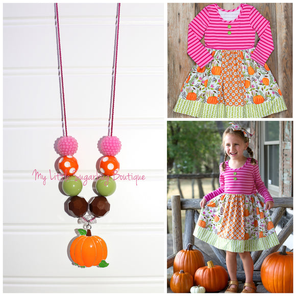 Festive Fall Pumpkin Cord Necklace