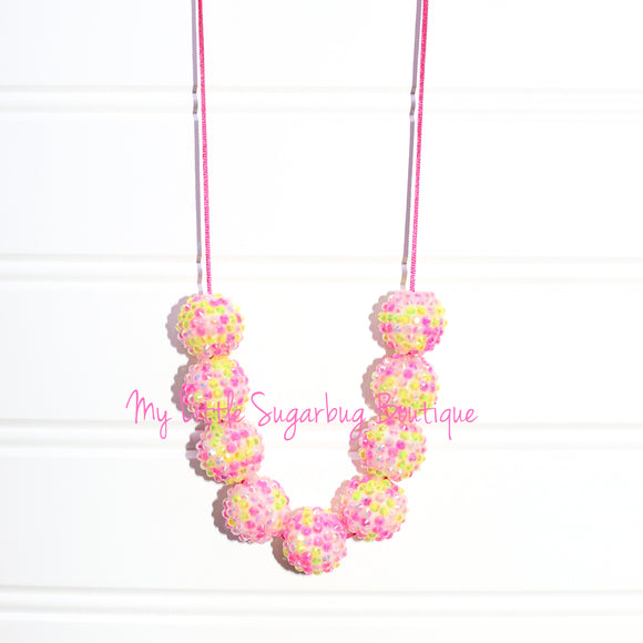Pink Lemonade Bling Cord Necklace