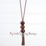 3 Bead Tassel Necklaces-Fall Colors