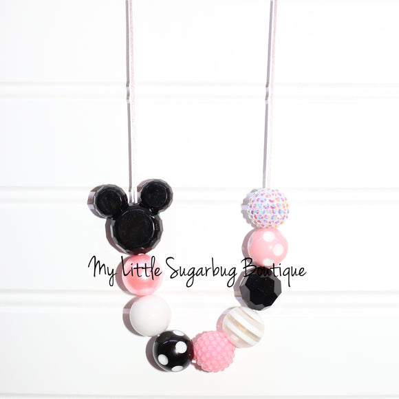 Pink Mouse Cord Necklace