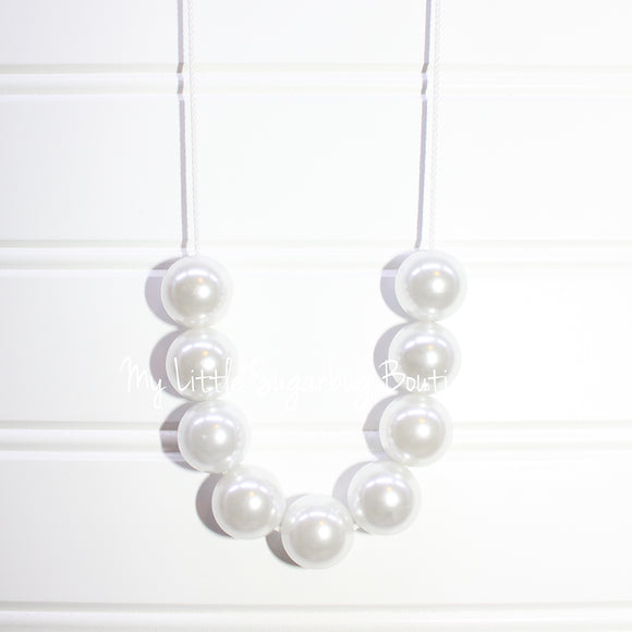 Solid White Pearl Cord Necklace