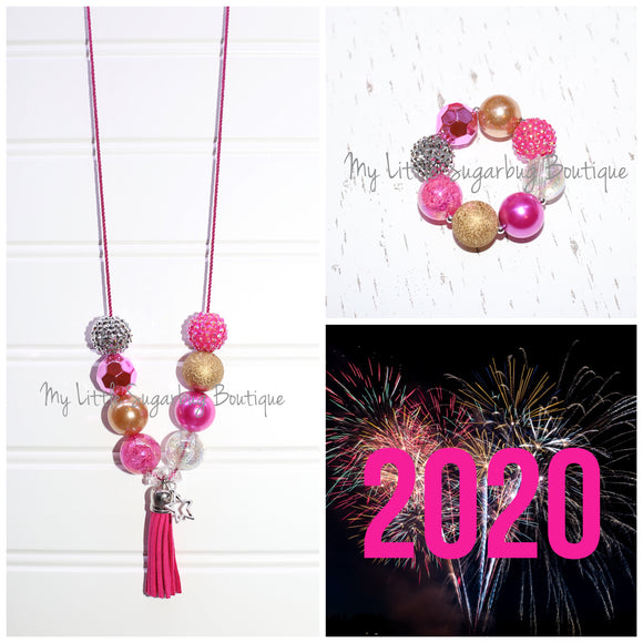 Pink New Years Tassel Necklace