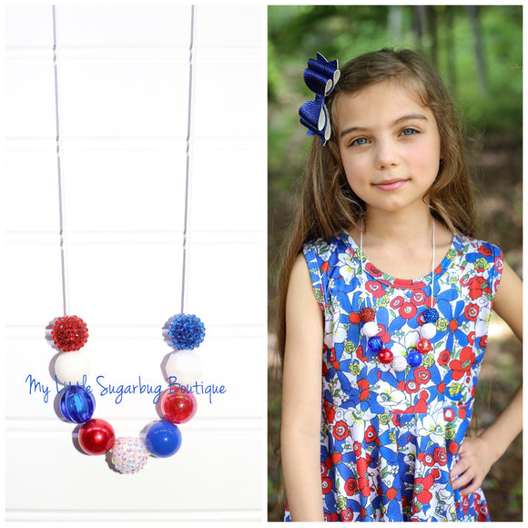 Retro Red White and Blue Cord Necklace