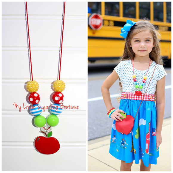 Schoolhouse Parade Apple Pendant Cord Necklace