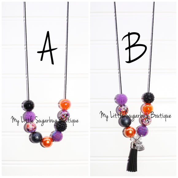 Tie Dyed Halloween Cord or Tassel Necklace