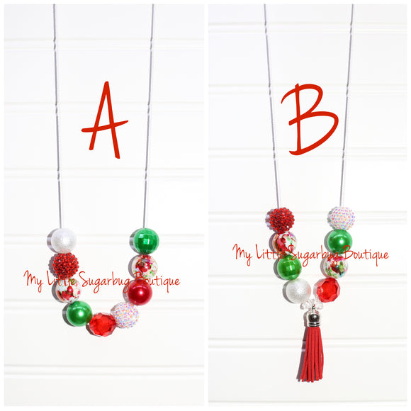 Tie Dyed Holiday-White Cord or Tassel Necklace