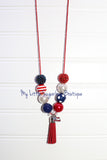 USA Flag Tassel Necklace