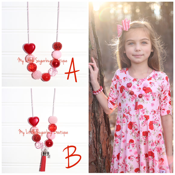 Valentine Roses Cord OR Tassel Necklace