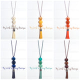 3 Bead Tassel Necklaces-Fall Colors