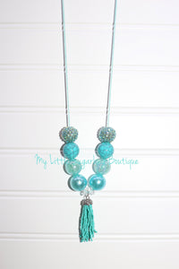 Turquoise Beaded Tassel Necklace