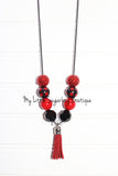 Buffalo Plaid Tassel Necklace