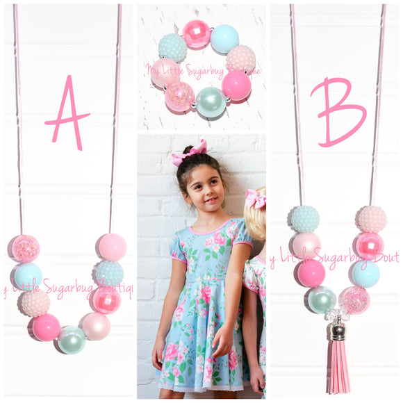 Easter Blooms Blue Cord OR Tassel Necklace