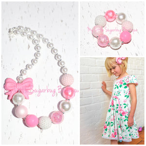 Easter Blooms White Chunky Necklace
