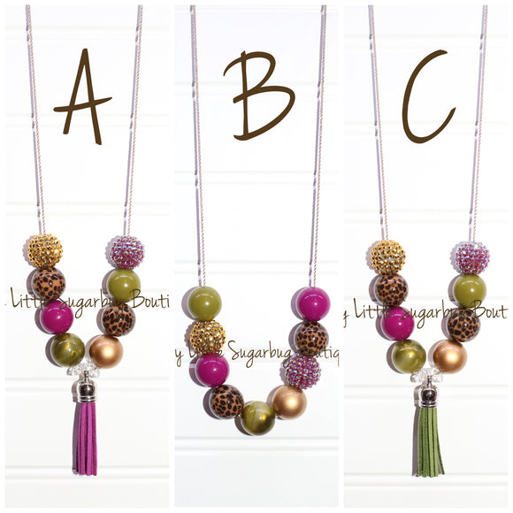 Fancy Leopard Cord or Tassel Necklace