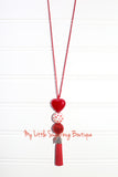 Valentine 3-Bead Heart Tassel Necklaces