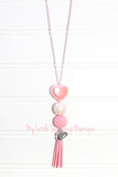 Valentine 3-Bead Heart Tassel Necklaces