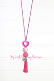 Valentine 3-Bead Heart Tassel Necklaces