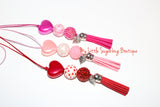 Valentine 3-Bead Heart Tassel Necklaces