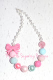 Easter Blooms Blue Chunky Necklace