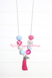 Pink Snowman Cord or Tassel Necklace