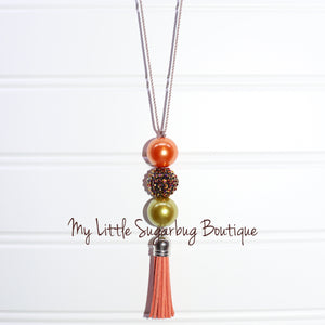 Harvest 3 Bead Tassel Necklace