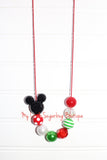 Christmas Mouse Cord Necklace