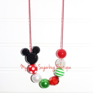 Christmas Mouse Cord Necklace