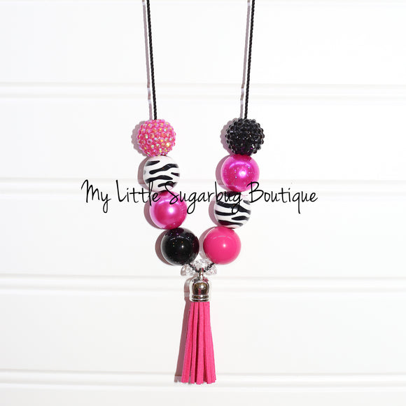 Zebra Tassel Necklace