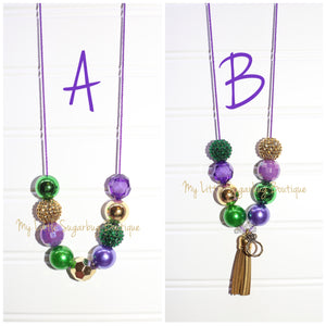 King Cake Tassel OR Cord Necklace