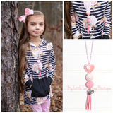 Valentine 3-Bead Heart Tassel Necklaces