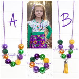 Mardi Gras Surprise Cord OR Tassel Necklace