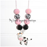 Pink Cow Cord Necklace