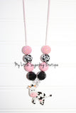 Pink Cow Cord Necklace