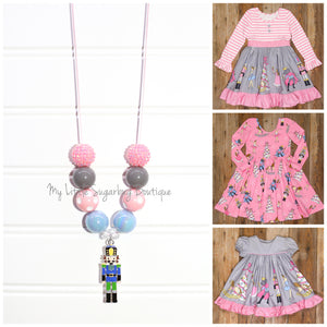 Pink Nutcracker Pendant Cord Necklace