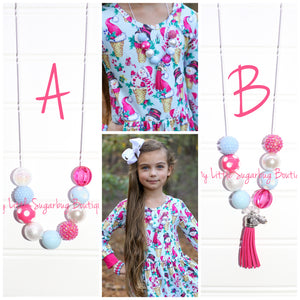 Pink Snowman Cord or Tassel Necklace