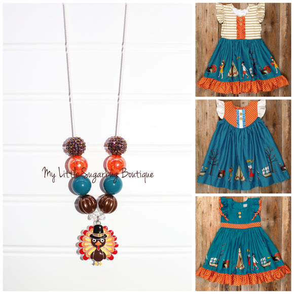 Thanksgiving Day Parade Turkey Cord Necklace in JADE