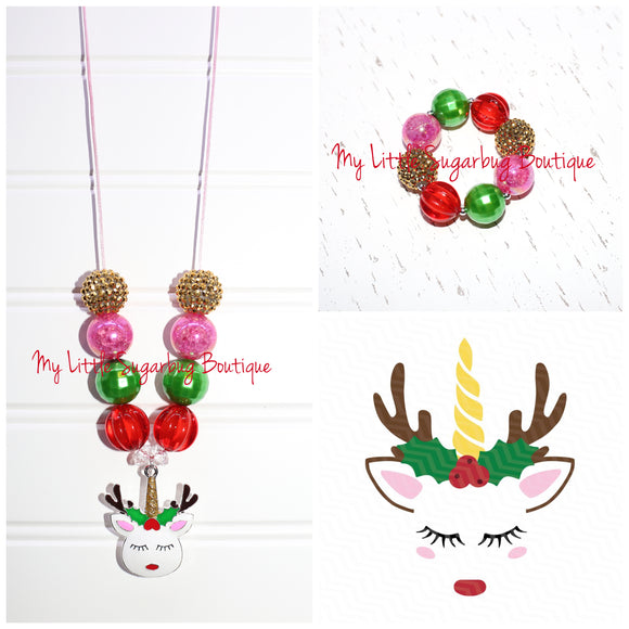 Unicorn Reindeer Cord Necklace