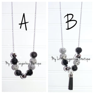 White Leopard Cord or Tassel Necklace