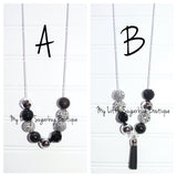 White Leopard Cord or Tassel Necklace