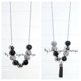 White Leopard Cord or Tassel Necklace